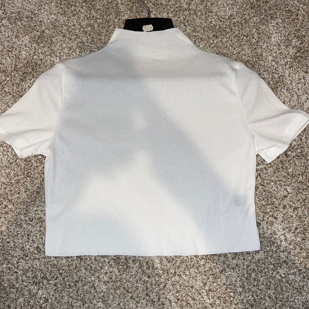 White High Neck Tee, S, Never worn